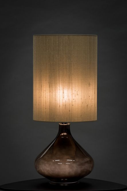 Hovedbilde Flavia lampe stor H70 cm grå-grønn silke