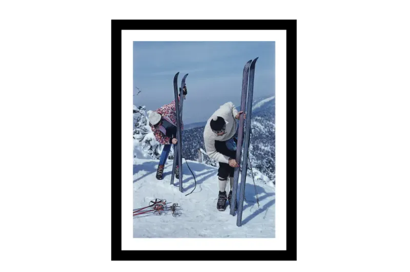 Bilde i glass sort treramme 70x90 Smøring av ski Farger