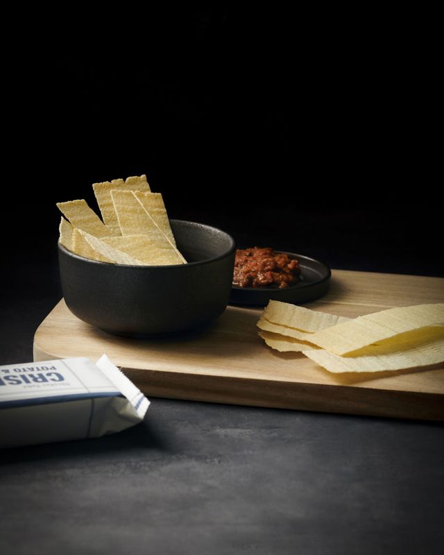 Crispy snack, eddik og salt