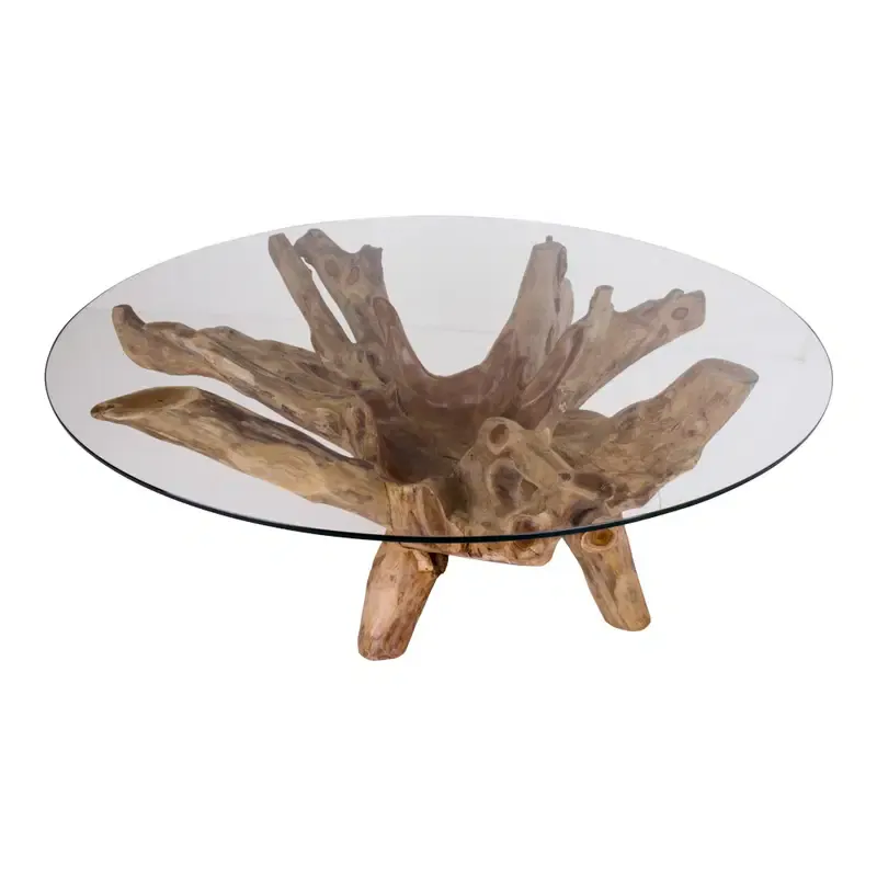Teakbord med glass