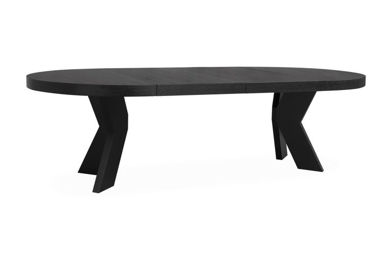 Spisebord cleveland x-ben ileggsplater Ø:150-2x60 H75 Sort eikf