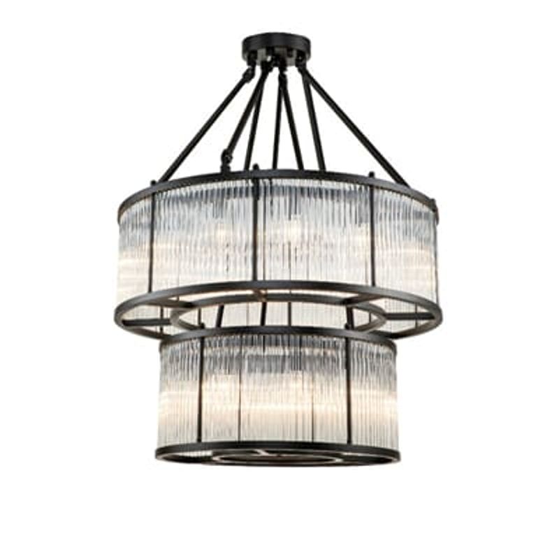 Taklampe Clinton dobbel sort/klart glass*